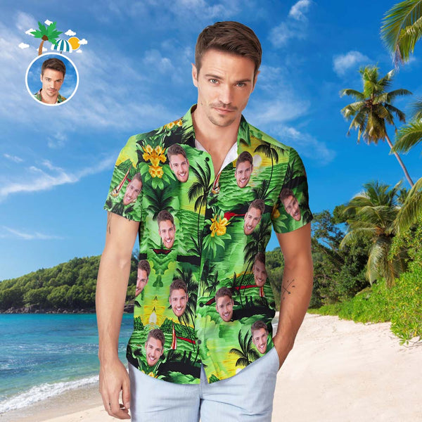 Custom Face Hawaiian Shirt Men's Popular All Over Print Hawaiian Beach Shirt Gift - Seaside Holiday - MyFaceBoxerUK
