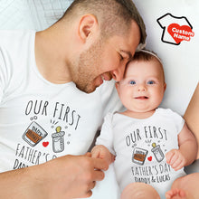 Personalized Name Shirt Custom Gift For Dad Beer And Love Shirt Our First Father's Day Daddy And Baby Matching Outfits