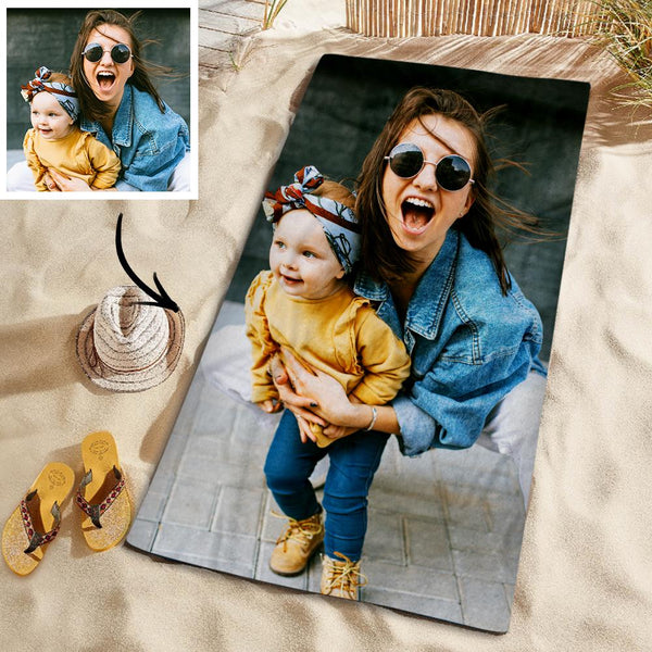 Customized Photo Personalised Beach Towel Gift PoolTowel for Family