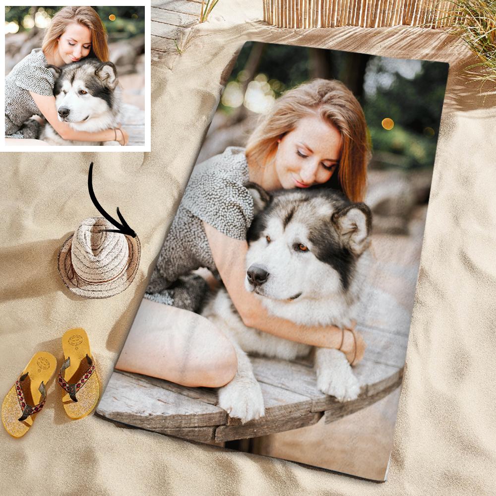 Customized Photo Personalised Beach Towel Gift Beach VacationTowel for Pet