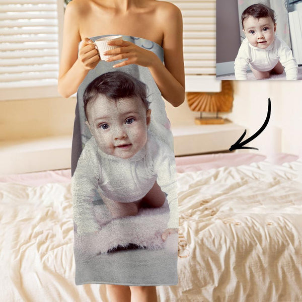 Custom Photo Bath Towels Beach Towels Ultrafine Fiber for Baby Creative Gifts for Newborn