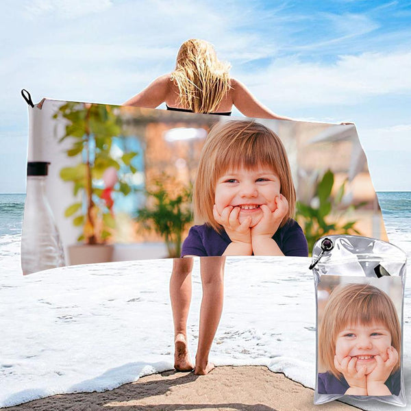 Horizontal Personalised Bath Towels Custom Photo Beach Towels Quick-dry Ultrafine Fiber Cute Baby Gifts for Newborn