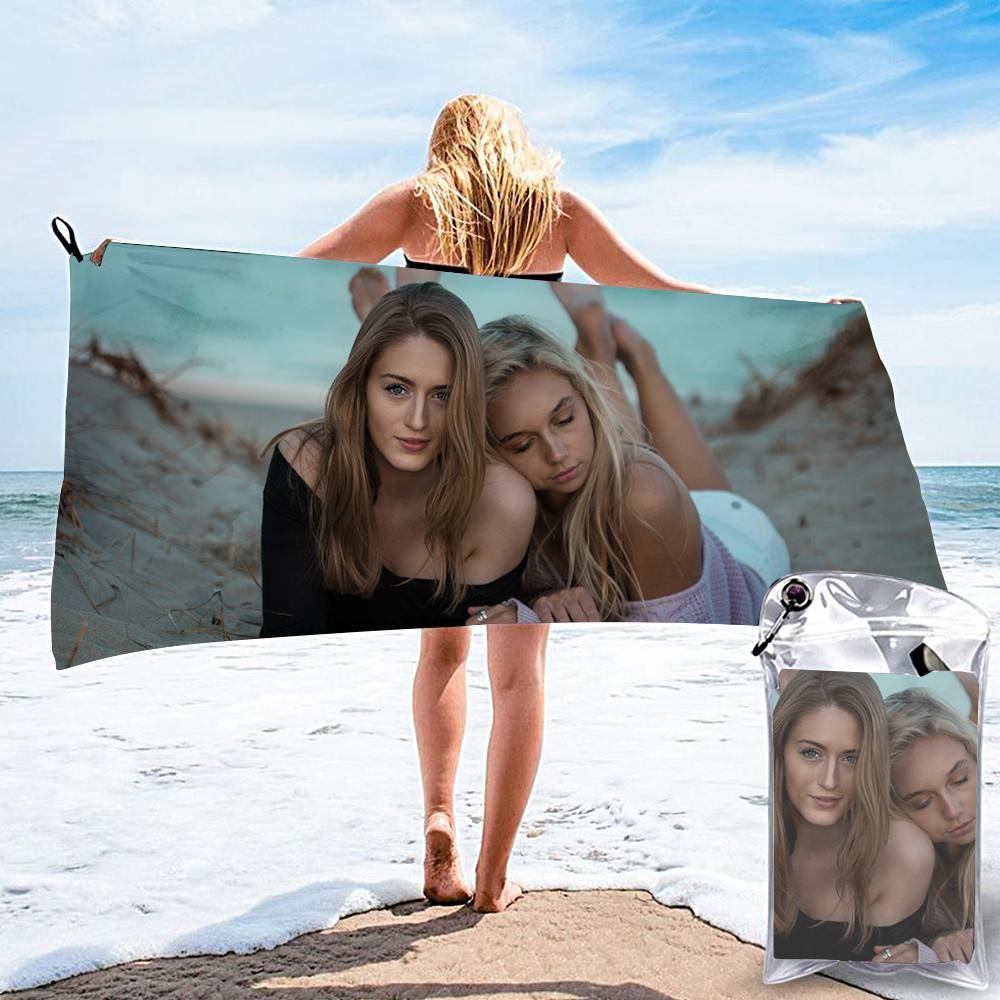 Horizontal Personalised Bath Towels Custom Photo Beach Towels Quick-dry Ultrafine Fiber Best Friends Forever