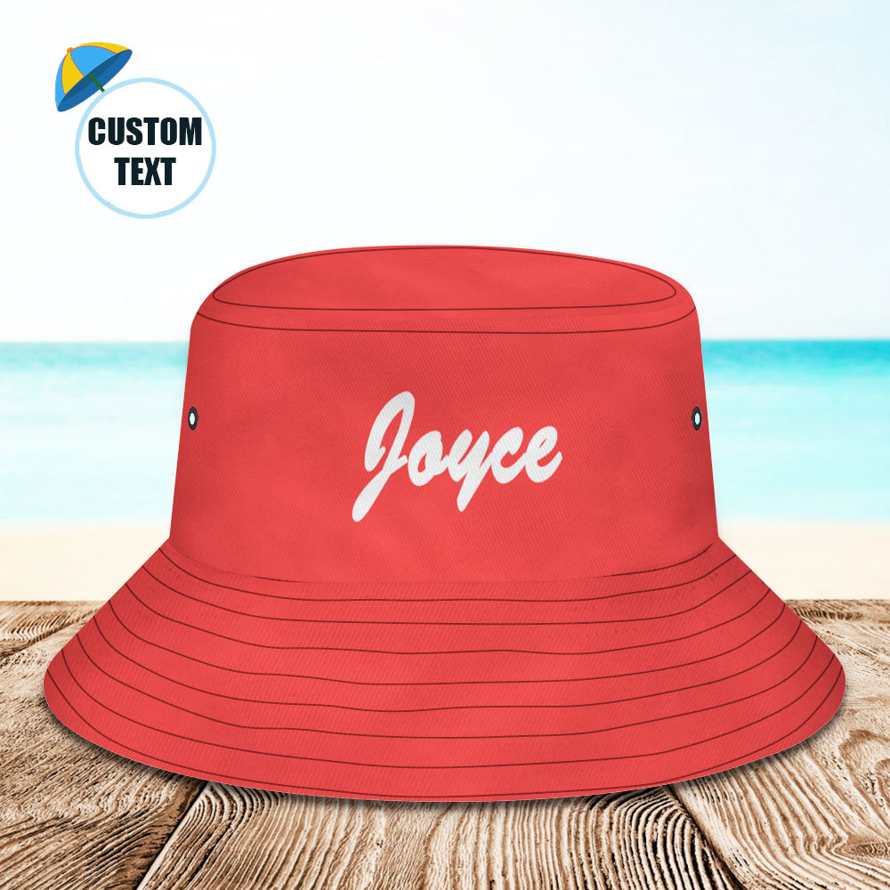Custom Bucket Hat Unisex Bucket Hat with Text Personalize Wide Brim Outdoor Summer Cap Hiking Beach Sports Hats Gift for Lover Red