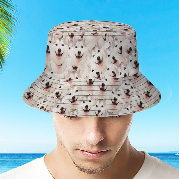 Custom Bucket Hat Unisex Pet Face Mash Bucket Hat Personalize Wide Brim Outdoor Summer Cap Hiking Beach Sports Hats Gift for Lover