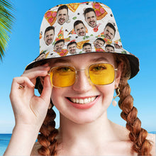 Custom Bucket Hat Personalize Face Pizza Bucket Hat Summer Wide Brim Fisherman Hat Gifts