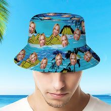 Custom Bucket Hat Personalized Face All Over Print Tropical Flower Print Hawaiian Fisherman Hat - Vice City