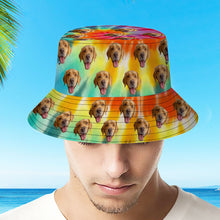 Custom Bucket Hat Unisex Face Bucket Hat Personalize Wide Brim Outdoor Summer Cap Hiking Beach Sports Hats Rainbow Color Bucket Hat Gift for Lover