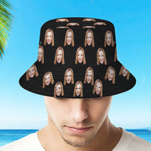 Custom Your Photo Face Summer Bucket Hat Fisherman Hat - Black