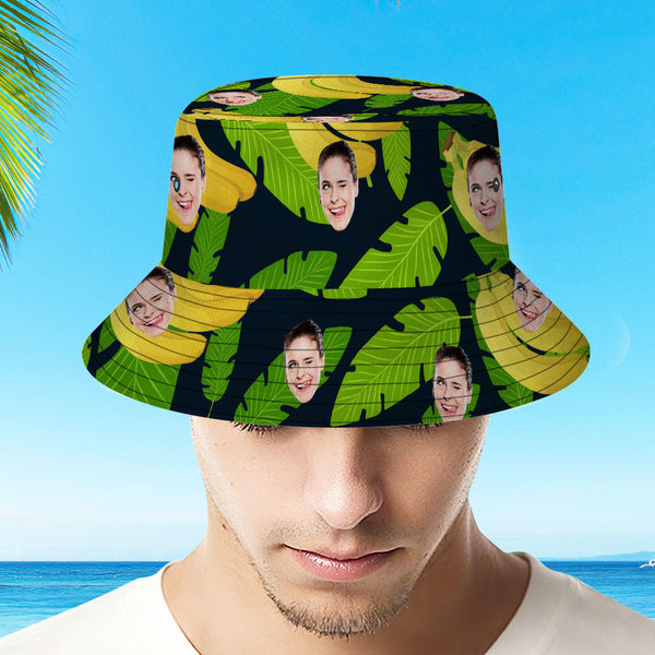 Custom Your Photo Face And Pet Summer Bucket Hat Fisherman Hat - Banana