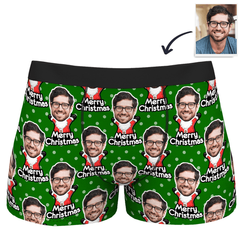 Men's Christmas Gifts Customized Santa Claus Face Boxer Shorts