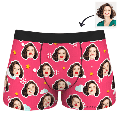 Men's Christmas Gifts Cloud Customized Face Boxer Shorts