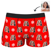 Men's Customized Christmas Reindeer Face Boxer Shorts