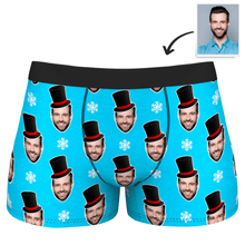 Men's Customized Christmas Snowman Face Boxer Shorts