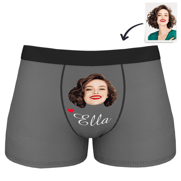 Custom Men's Face And Name Colorful Boxer Shorts