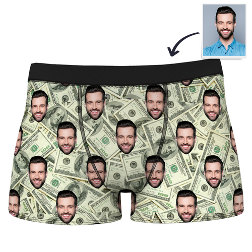 Men's  Custom Face Boxer Shorts - Money