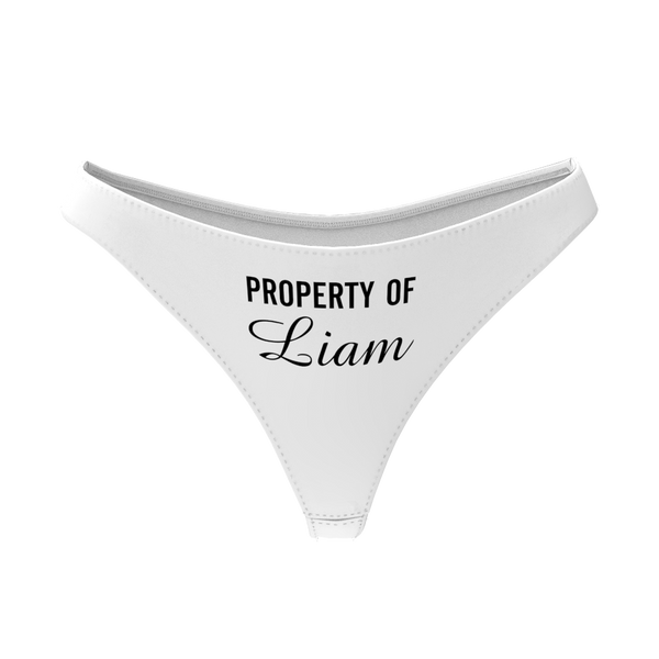 Women's  Custom Name Property of Thong Panty - Solid Color