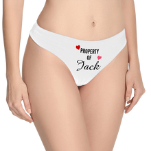 Women's Plain Custom Name Property of Thong Panty - heart