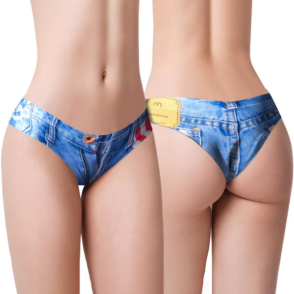 Classic Denim Shorts Thong Denim Panties for Women - MyFaceBoxerUK