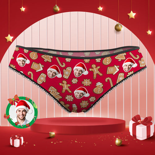 Custom Face Panties Personalized Christmas Cookies Style Lace Panties for Women - MyFaceBoxerUK