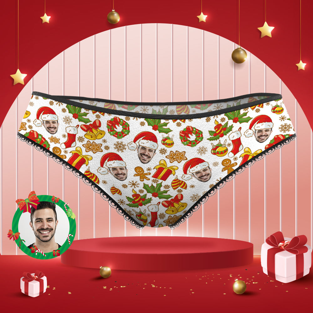 Custom Face Panties Personalized Christmas Lace Panties for Women - MyFaceBoxerUK