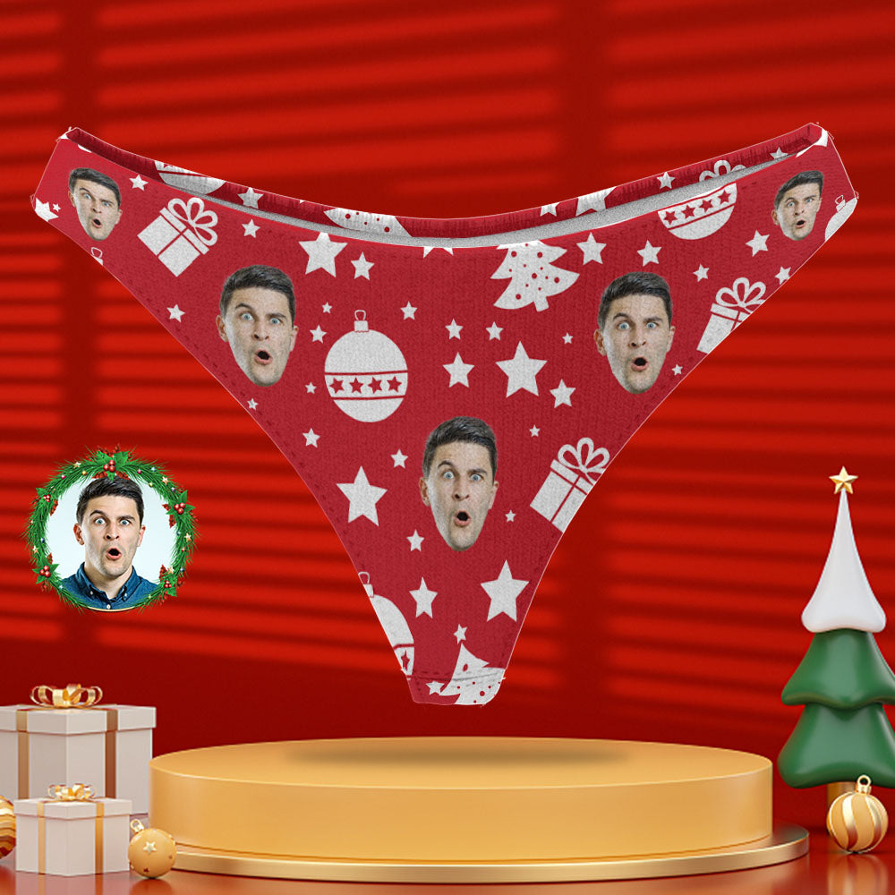 Custom Photo Panty Personalized Face Red Thong Underwear Christmas Gifts for Women - MyFaceBoxerUK