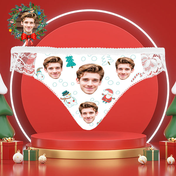 Custom Face Lace Panties Personalized Sexy Women Underwear Santa Claus and Snowman Christmas Gifts - MyFaceBoxerUK
