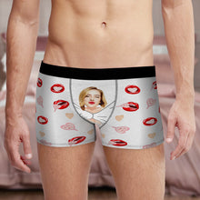 Custom Men's Photo Boxers Lip Print Personalized Gifts For Him