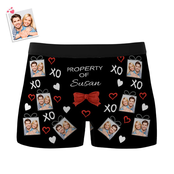 Custom Men's Photo Boxers Bow Tie Personalized Property Of Face Underwear