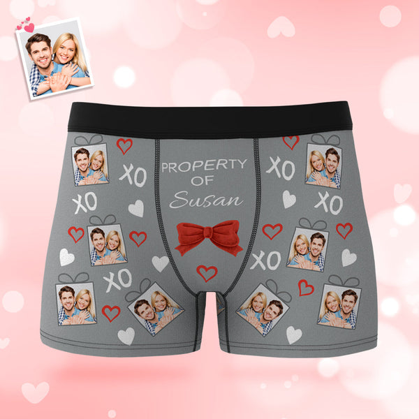 Custom Men's Photo Boxers Bow Tie Personalized Property Of Face Underwear