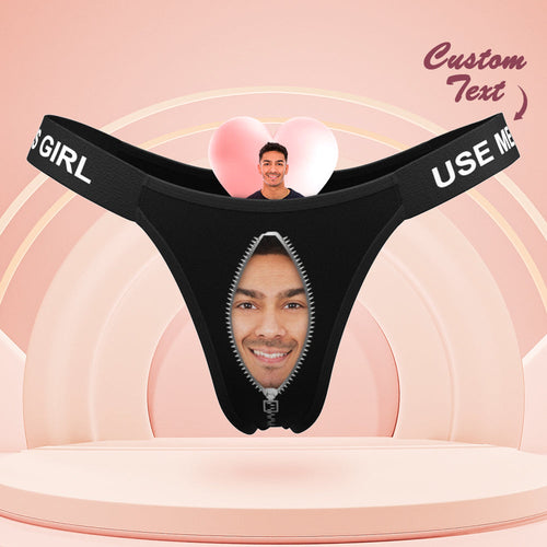 Custom Boyfriend Face Panties Personalized Waistband Engraved Thong Gift for Her - MyFaceBoxerUK