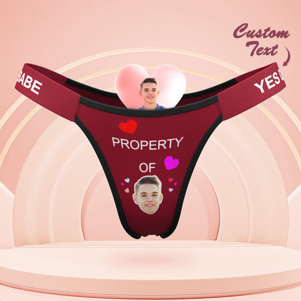 Custom Face Panties Property of You Personalized Waistband Engraved Thong Gift for Her - MyFaceBoxerUK