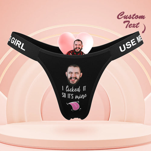 Custom Face Panties I Licked It Personalized Waistband Engraved Thong Gift for Her - MyFaceBoxerUK