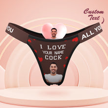 Custom Face Panties Love Your Cock Personalized Waistband Engraved Thong Gift for Her - MyFaceBoxerUK