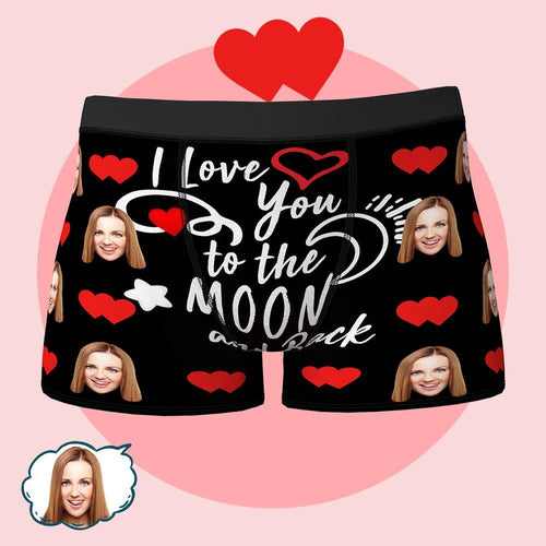 Personalize Face Boxer LOVE YOU TO THE MOON AND BACK Anniversary Valentine's Gifts for Him