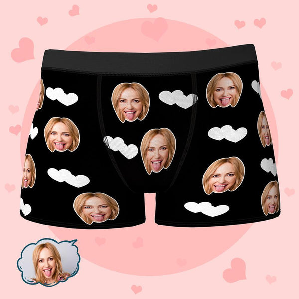Custom Face Boxers Shorts Love Hearts Personalized Men's Boxer Briefs Valentine's Day Gift