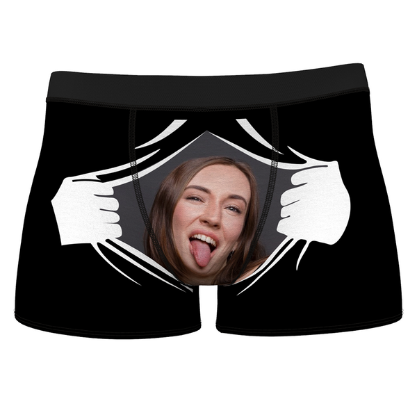 Men's Custom Girlfriends Face with Hands Boxer Shorts