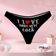Custom Name I Love Cock Thong Panties Personalized Text Sexy Funny Panty Womens Thong Gift For Her - MyFaceBoxerUK