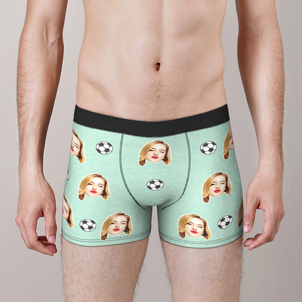 Custom Face Boxer Briefs Personalized Soccer Sports Boxers Gift for Him - MyFaceBoxerUK