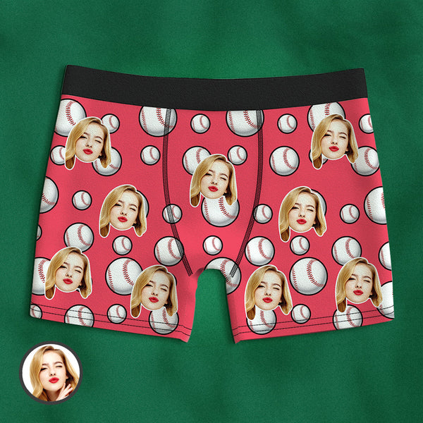Custom Face Boxer Briefs Personalized Baseball Sports Boxers Gift for Him - MyFaceBoxerUK