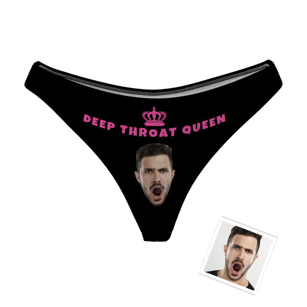 Custom Face Panties Deep Throat Queen Thong Sexy Naughty Panties Gift for Hot Wife - MyFaceBoxerUK