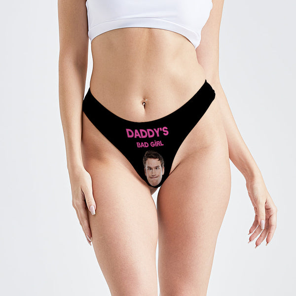 Daddy's Bad Girl Women's Custom Face Thong Sexy Naughty Panty Gift for Hot Wife - MyFaceBoxerUK