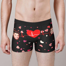 Custom Face Boxer with Couple's Picture Personalised Love Telepathy Symbol Men's Shorts Christmas Gift - MyFaceBoxerUK