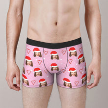 Custom Face Pink Christmas Candy Boxer Briefs Personalised Pink Christmas Gift - MyFaceBoxerUK