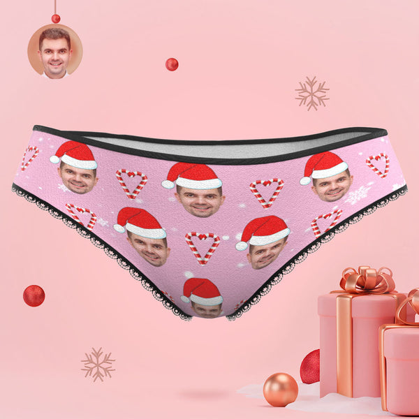 Custom Face Pink Christmas Candy Women's Panties Personalised Pink Christmas Gift - MyFaceBoxerUK