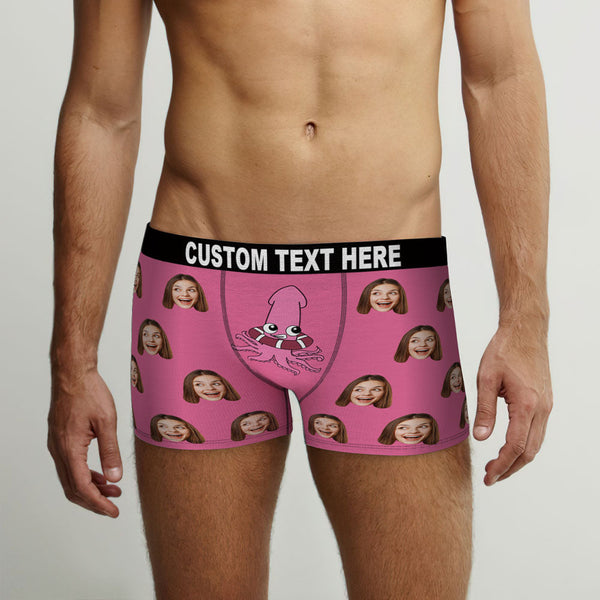 Custom Face Boxer Briefs Naughty Octopus Personalised Funny Valentine's Day Gift for Him - MyFaceBoxerUK