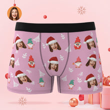 Custom Face Christmas Gnomes Pink Boxer Briefs Personalised Christmas Gift - MyFaceBoxerUK