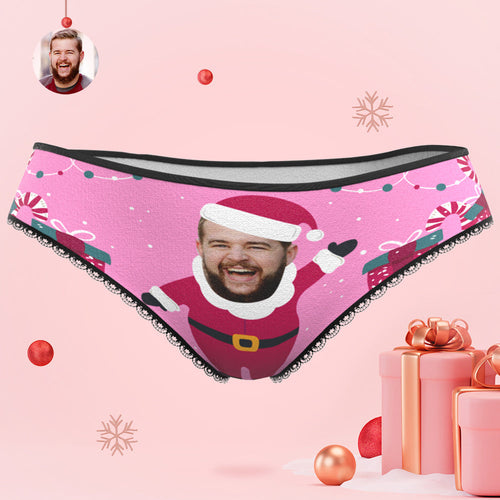 Custom Face Santa is Here Women's Panties Personalised Christmas Gift - MyFaceBoxerUK