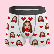Custom Face Red Lips and Heart Boxer AR View Personalised Valentine's Day Gift For Him - MyFaceBoxerUK