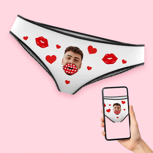Custom Face Lips and Heart AR View Underwear for Her Personalised Thongs Valentine Gift - MyFaceBoxerUK